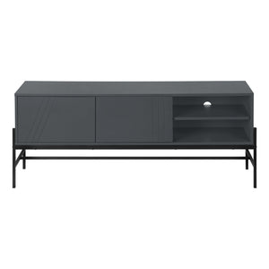 I 2739 - Meuble Tv, 60 Pouces, Console, Centre De Divertissement Média, Unite De Rangement, Salon, Chambre À Coucher, Stratifié Gris, Métal Noir, Contemporain, Moderne - Simple Boutique