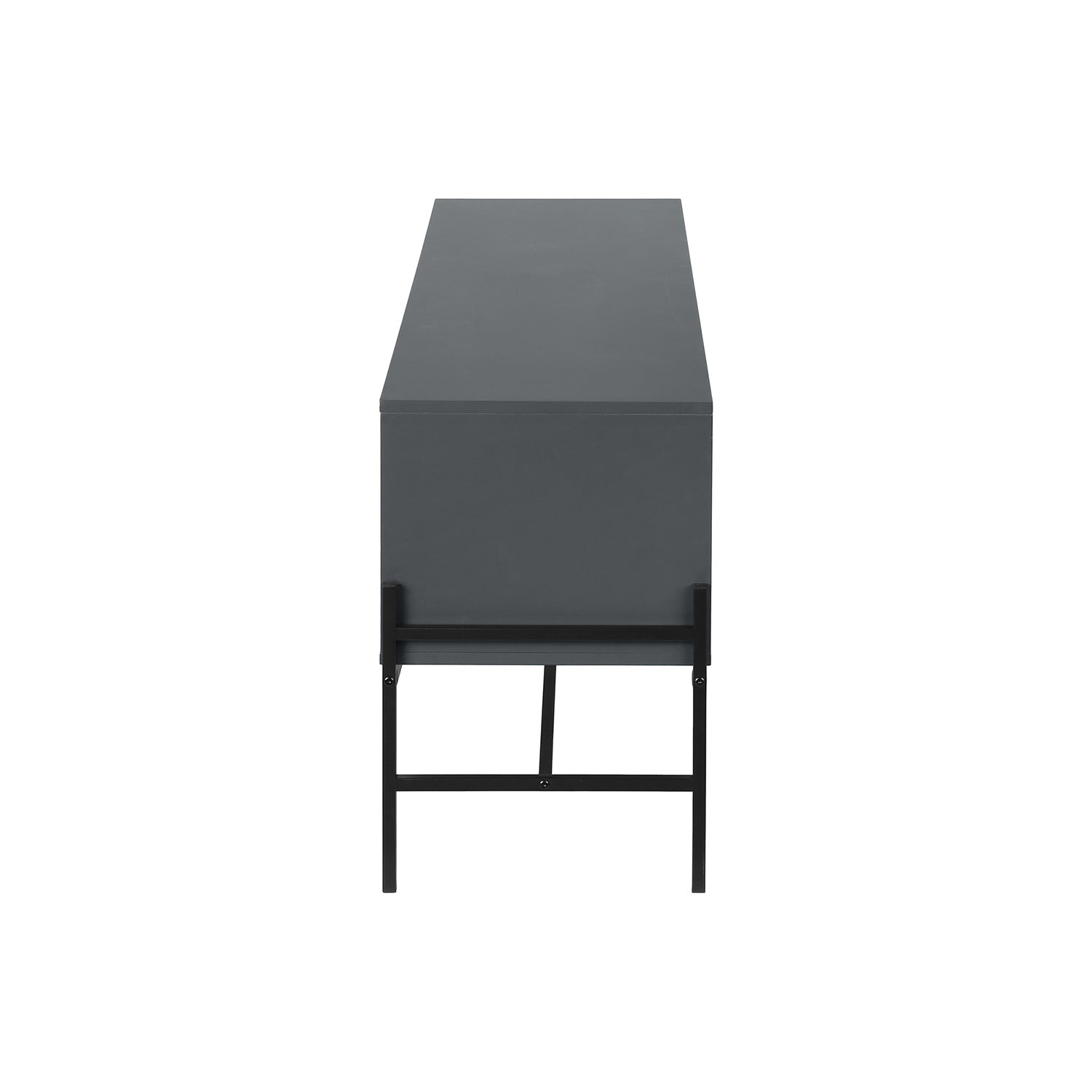 I 2739 - Meuble Tv, 60 Pouces, Console, Centre De Divertissement Média, Unite De Rangement, Salon, Chambre À Coucher, Stratifié Gris, Métal Noir, Contemporain, Moderne - Simple Boutique