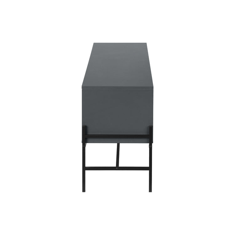 I 2739 - Meuble Tv, 60 Pouces, Console, Centre De Divertissement Média, Unite De Rangement, Salon, Chambre À Coucher, Stratifié Gris, Métal Noir, Contemporain, Moderne - Simple Boutique