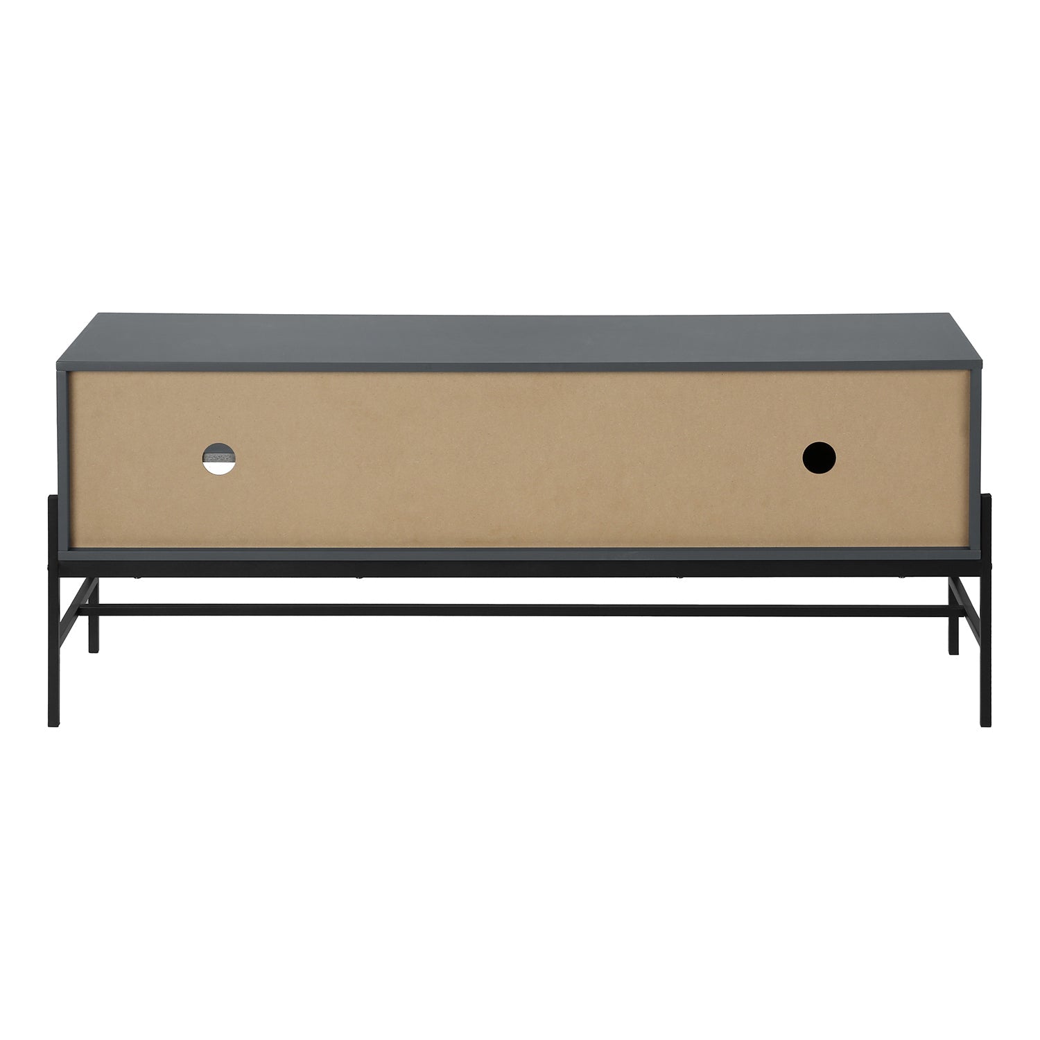 I 2739 - Meuble Tv, 60 Pouces, Console, Centre De Divertissement Média, Unite De Rangement, Salon, Chambre À Coucher, Stratifié Gris, Métal Noir, Contemporain, Moderne - Simple Boutique