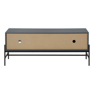 I 2739 - Meuble Tv, 60 Pouces, Console, Centre De Divertissement Média, Unite De Rangement, Salon, Chambre À Coucher, Stratifié Gris, Métal Noir, Contemporain, Moderne - Simple Boutique