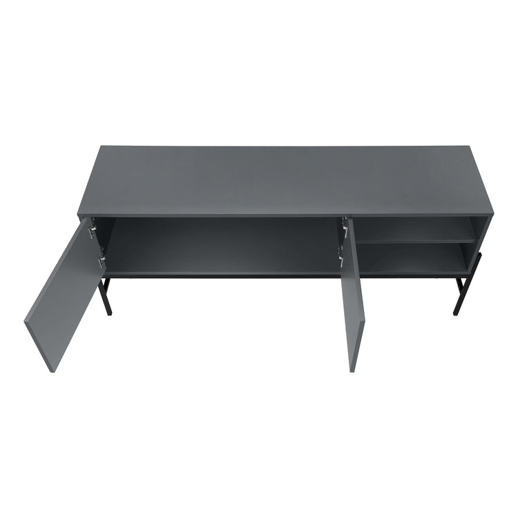 I 2739 - Meuble Tv, 60 Pouces, Console, Centre De Divertissement Média, Unite De Rangement, Salon, Chambre À Coucher, Stratifié Gris, Métal Noir, Contemporain, Moderne - Simple Boutique