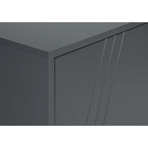 I 2739 - Meuble Tv, 60 Pouces, Console, Centre De Divertissement Média, Unite De Rangement, Salon, Chambre À Coucher, Stratifié Gris, Métal Noir, Contemporain, Moderne - Simple Boutique