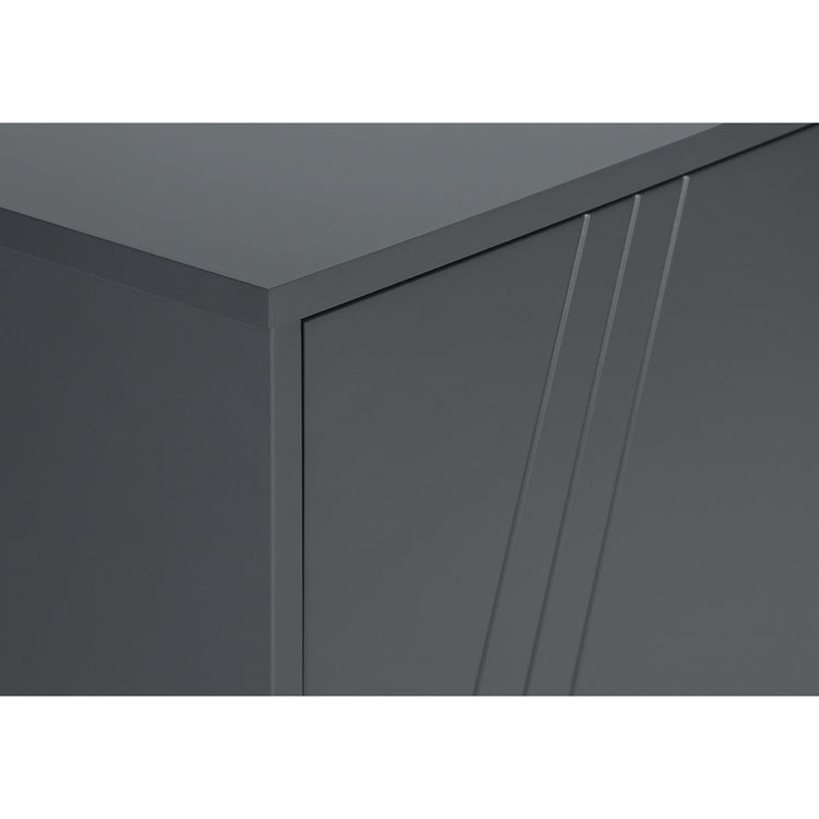 I 2739 - Meuble Tv, 60 Pouces, Console, Centre De Divertissement Média, Unite De Rangement, Salon, Chambre À Coucher, Stratifié Gris, Métal Noir, Contemporain, Moderne - Simple Boutique