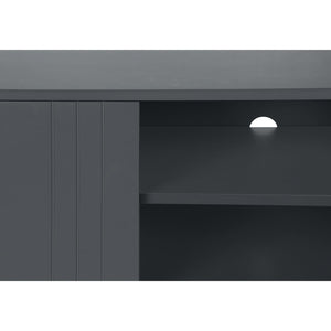 I 2739 - Meuble Tv, 60 Pouces, Console, Centre De Divertissement Média, Unite De Rangement, Salon, Chambre À Coucher, Stratifié Gris, Métal Noir, Contemporain, Moderne - Simple Boutique