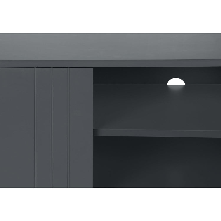 I 2739 - Meuble Tv, 60 Pouces, Console, Centre De Divertissement Média, Unite De Rangement, Salon, Chambre À Coucher, Stratifié Gris, Métal Noir, Contemporain, Moderne - Simple Boutique