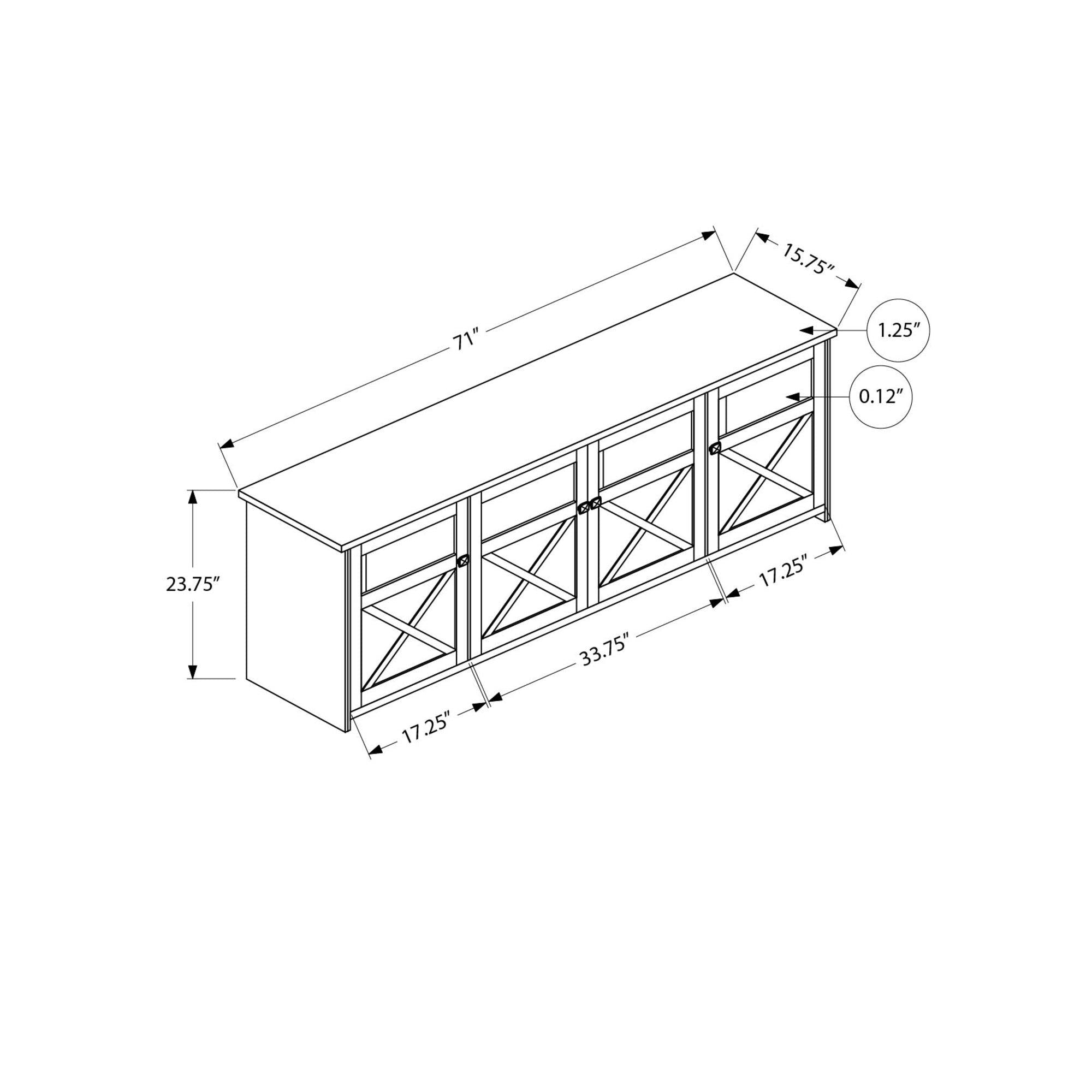 I 2769 - Meuble Tv, 72 Pouces, Console, Armoire De Rangement, Centre De Divertissement Média, Salon, Chambre À Coucher, Stratifié Chêne Foncé, Stratifié Noyer Foncé, Transitionnel - Simple Boutique
