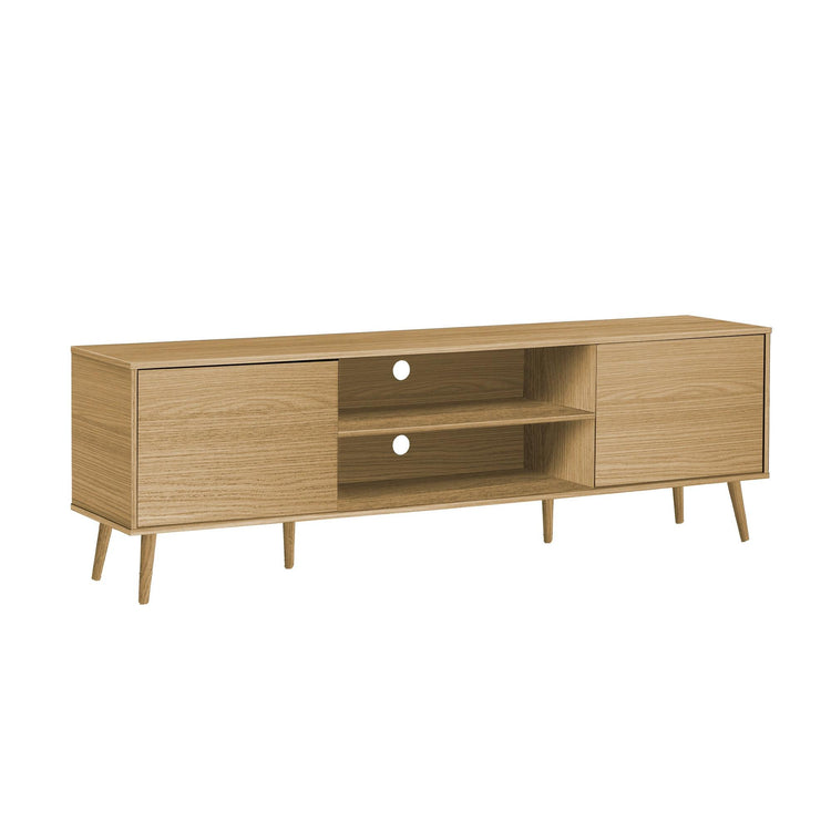 I 2777 - Meuble Tv, 72 Pouces, Console, Centre De Divertissement Média, Armoire De Rangement, Salon, Chambre À Coucher, Stratifié Naturel, Pieds En Bois, Contemporain - Simple Boutique