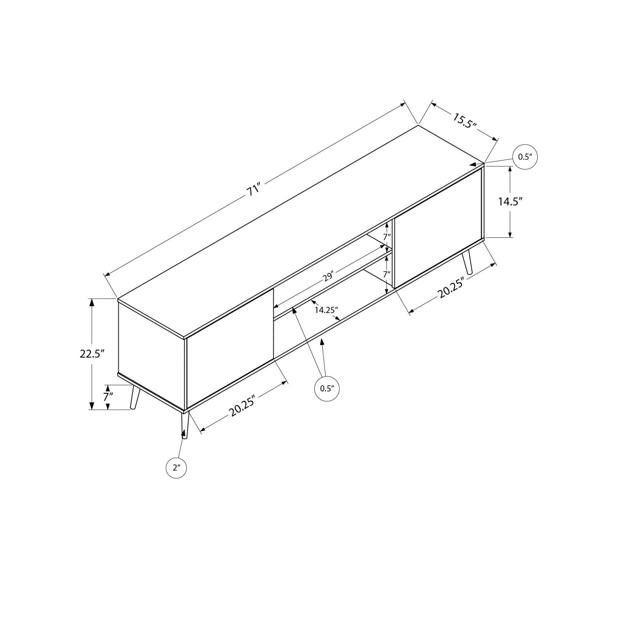 I 2777 - Meuble Tv, 72 Pouces, Console, Centre De Divertissement Média, Armoire De Rangement, Salon, Chambre À Coucher, Stratifié Naturel, Pieds En Bois, Contemporain - Simple Boutique