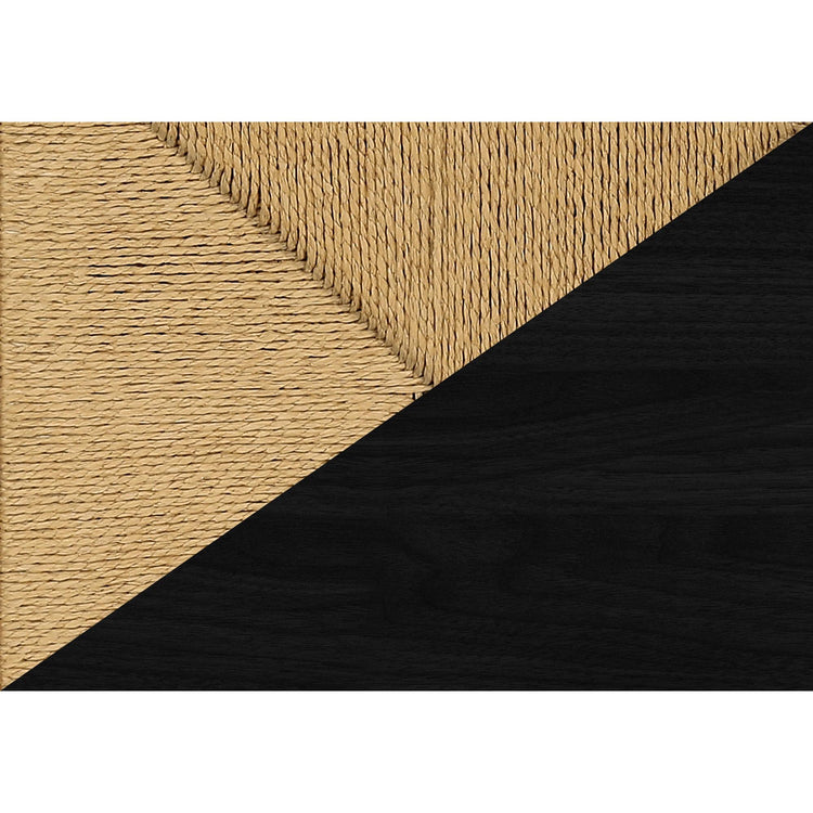 I 2782 - Meuble Tv, 72 Pouces, Centre De Divertissement Média, Armoire De Rangement, Console, Stratifié Noir, Aspect Jonc De Mer, Mid Century, Moderne - Simple Boutique