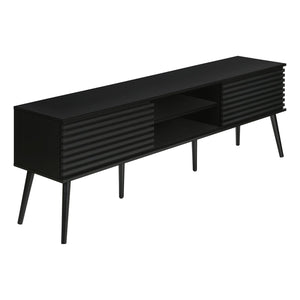 I 2783 - Meuble Tv, 72 Pouces, Centre De Divertissement Média, Armoire De Rangement, Console, Étagères De Rangement, Chambre À Coucher, Salon, Stratifié Noir, Contemporain - Simple Boutique
