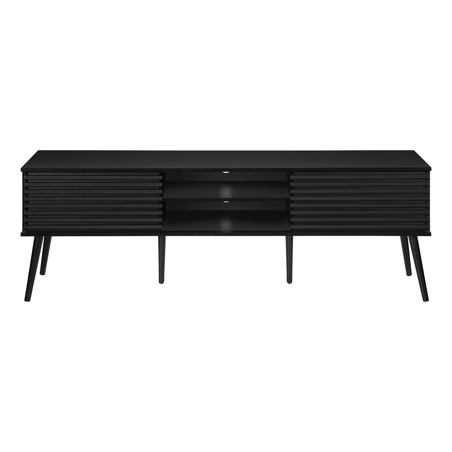 I 2783 - Meuble Tv, 72 Pouces, Centre De Divertissement Média, Armoire De Rangement, Console, Étagères De Rangement, Chambre À Coucher, Salon, Stratifié Noir, Contemporain - Simple Boutique