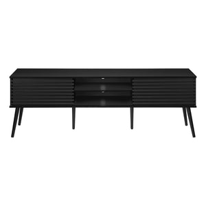 I 2783 - Meuble Tv, 72 Pouces, Centre De Divertissement Média, Armoire De Rangement, Console, Étagères De Rangement, Chambre À Coucher, Salon, Stratifié Noir, Contemporain - Simple Boutique