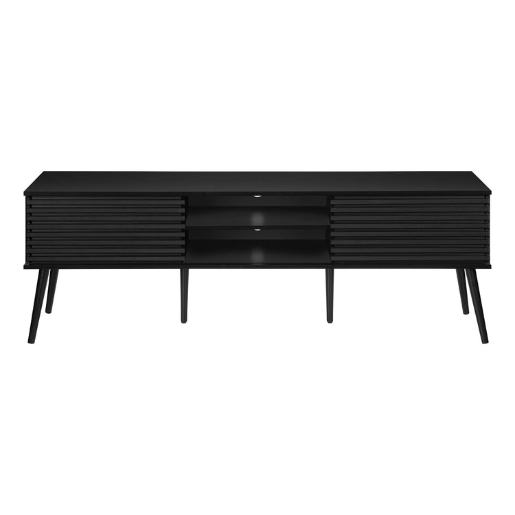 I 2783 - Meuble Tv, 72 Pouces, Centre De Divertissement Média, Armoire De Rangement, Console, Étagères De Rangement, Chambre À Coucher, Salon, Stratifié Noir, Contemporain - Simple Boutique