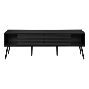 I 2783 - Meuble Tv, 72 Pouces, Centre De Divertissement Média, Armoire De Rangement, Console, Étagères De Rangement, Chambre À Coucher, Salon, Stratifié Noir, Contemporain - Simple Boutique