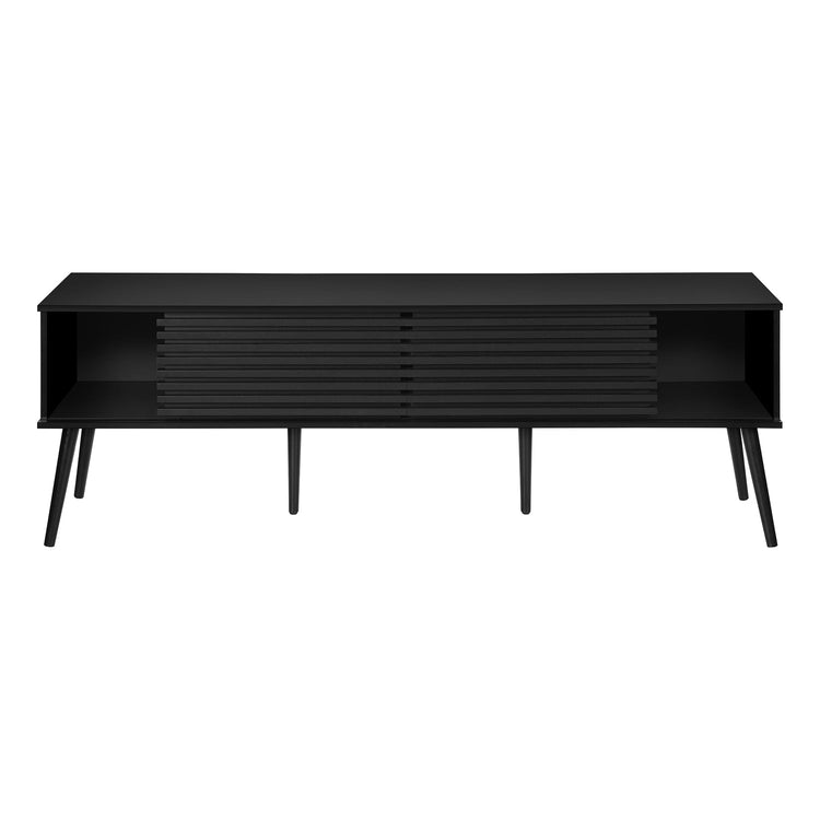 I 2783 - Meuble Tv, 72 Pouces, Centre De Divertissement Média, Armoire De Rangement, Console, Étagères De Rangement, Chambre À Coucher, Salon, Stratifié Noir, Contemporain - Simple Boutique
