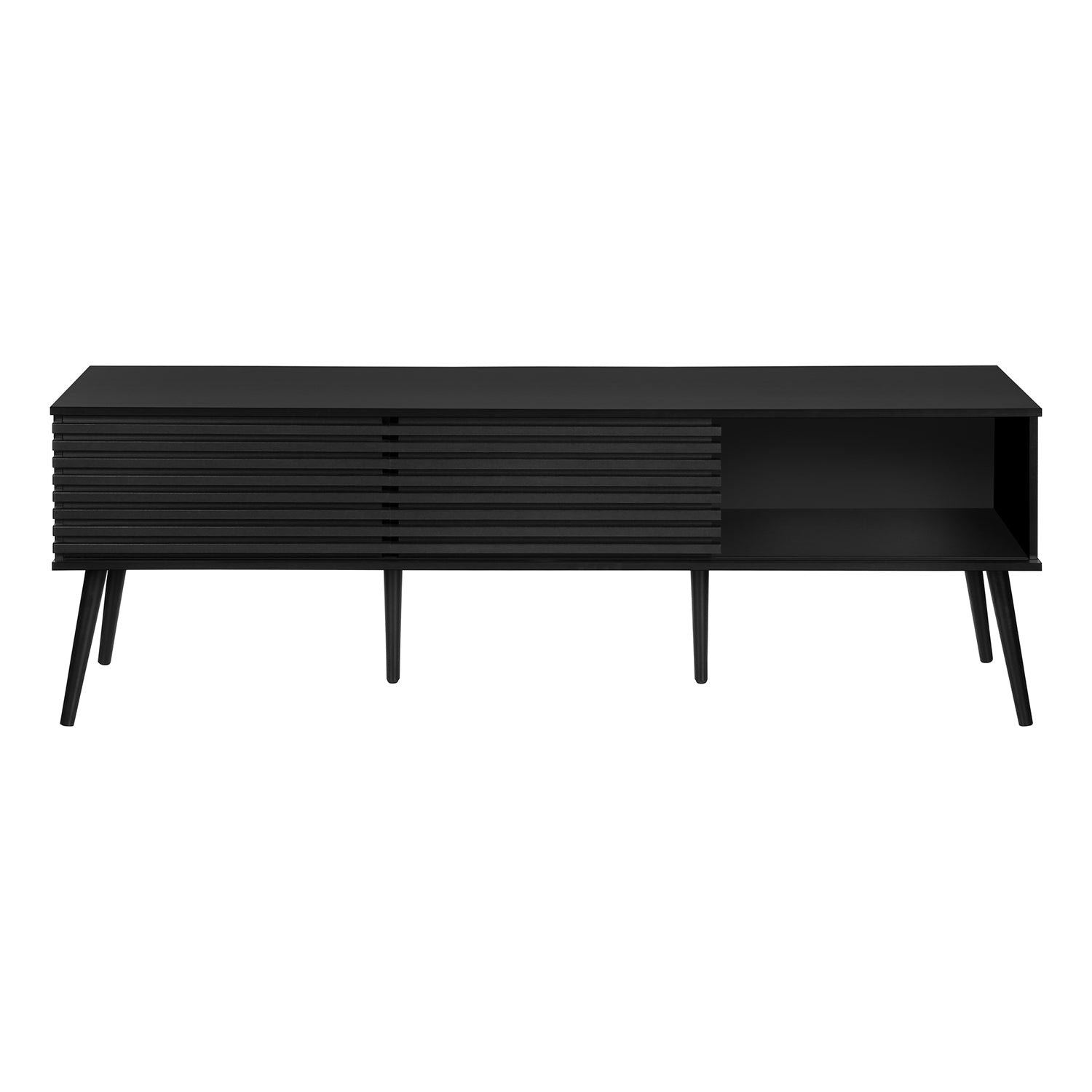 I 2783 - Meuble Tv, 72 Pouces, Centre De Divertissement Média, Armoire De Rangement, Console, Étagères De Rangement, Chambre À Coucher, Salon, Stratifié Noir, Contemporain - Simple Boutique
