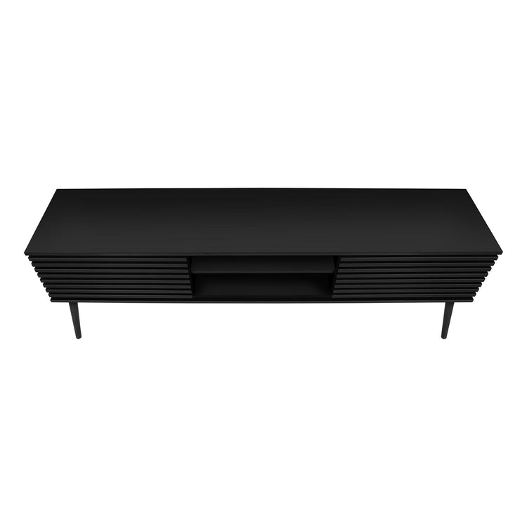 I 2783 - Meuble Tv, 72 Pouces, Centre De Divertissement Média, Armoire De Rangement, Console, Étagères De Rangement, Chambre À Coucher, Salon, Stratifié Noir, Contemporain - Simple Boutique