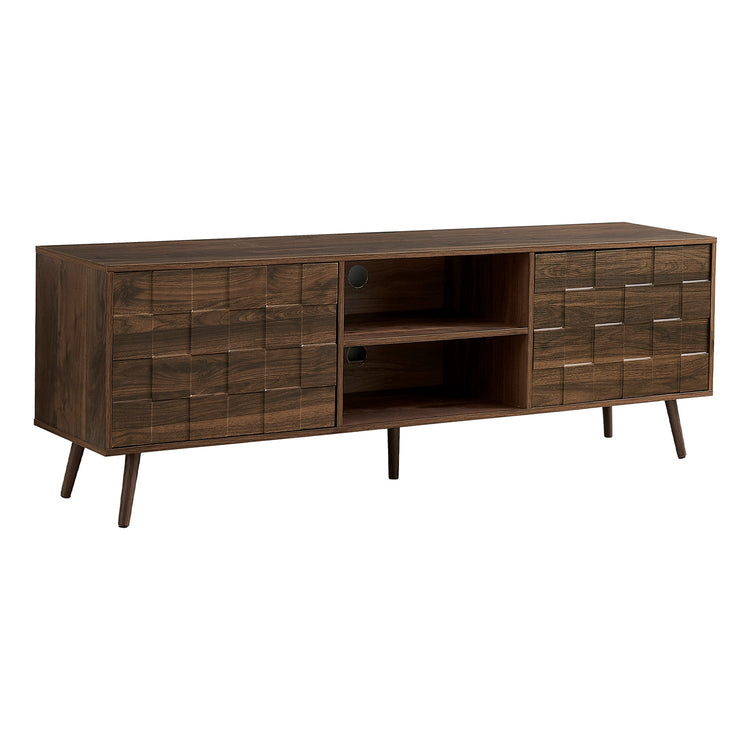 I 2787 - Meuble Tv, 72 Pouces, Console, Centre De Divertissement Média, Armoire De Rangement, Chambre À Coucher, Salon, Stratifié Noyer, Mid Century - Simple Boutique