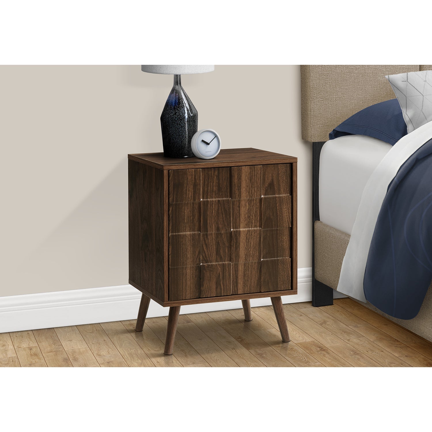 I 2788 - Table D'appoint, Bout, Table D'appoint, Petit, Rangement, Lampe, Stratifié Noyer, Moderne - Simple Boutique