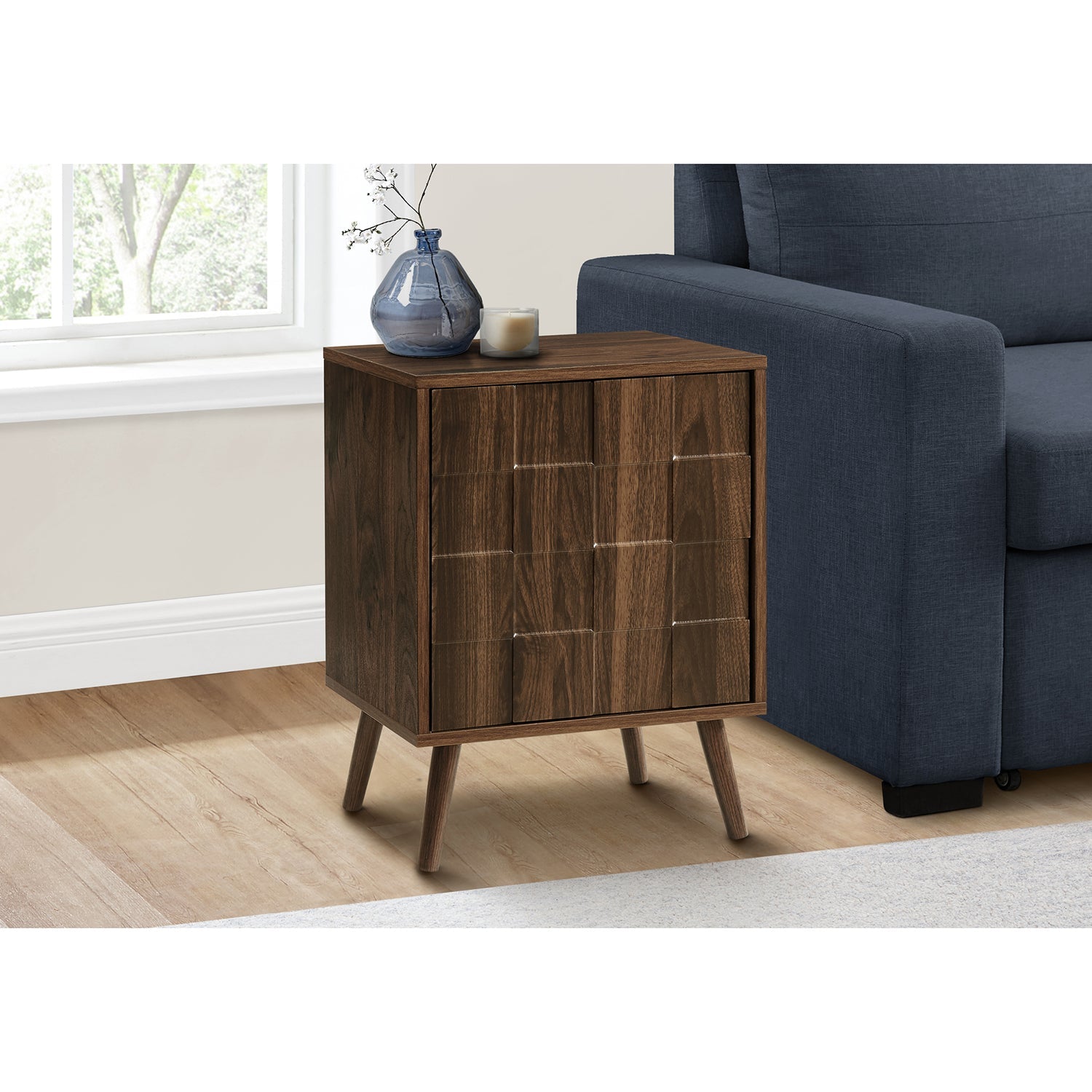 I 2788 - Table D'appoint, Bout, Table D'appoint, Petit, Rangement, Lampe, Stratifié Noyer, Moderne - Simple Boutique