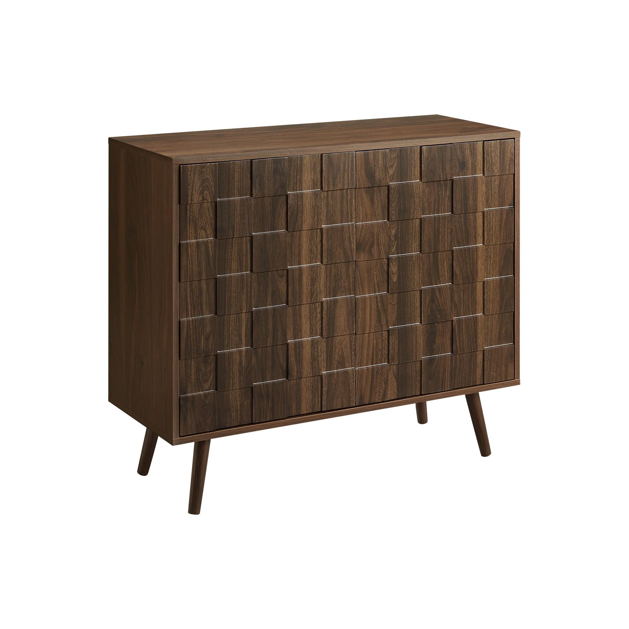 I 2789 - Commode, 36'' De Large, Armoire À 2 Portes, Rangement, Décoratif, Stratifié Noyer Foncé, Mid Century, Transitionnel - Simple Boutique