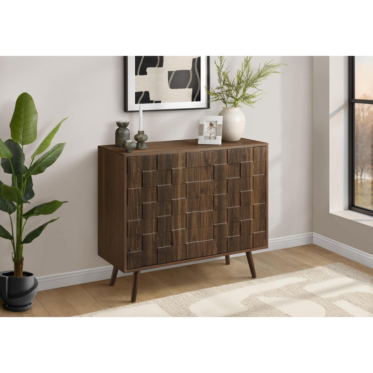 I 2789 - Commode, 36'' De Large, Armoire À 2 Portes, Rangement, Décoratif, Stratifié Noyer Foncé, Mid Century, Transitionnel - Simple Boutique
