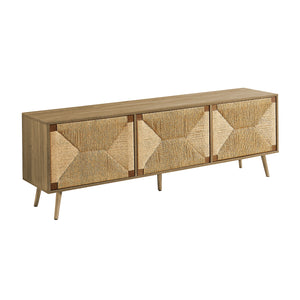 I 2793 - Meuble Tv, 72 Pouces, Centre De Divertissement Média, Armoire De Rangement, Console, Stratifié Noyer, Herbes Marines Naturelles, Mid Century, Moderne - Simple Boutique