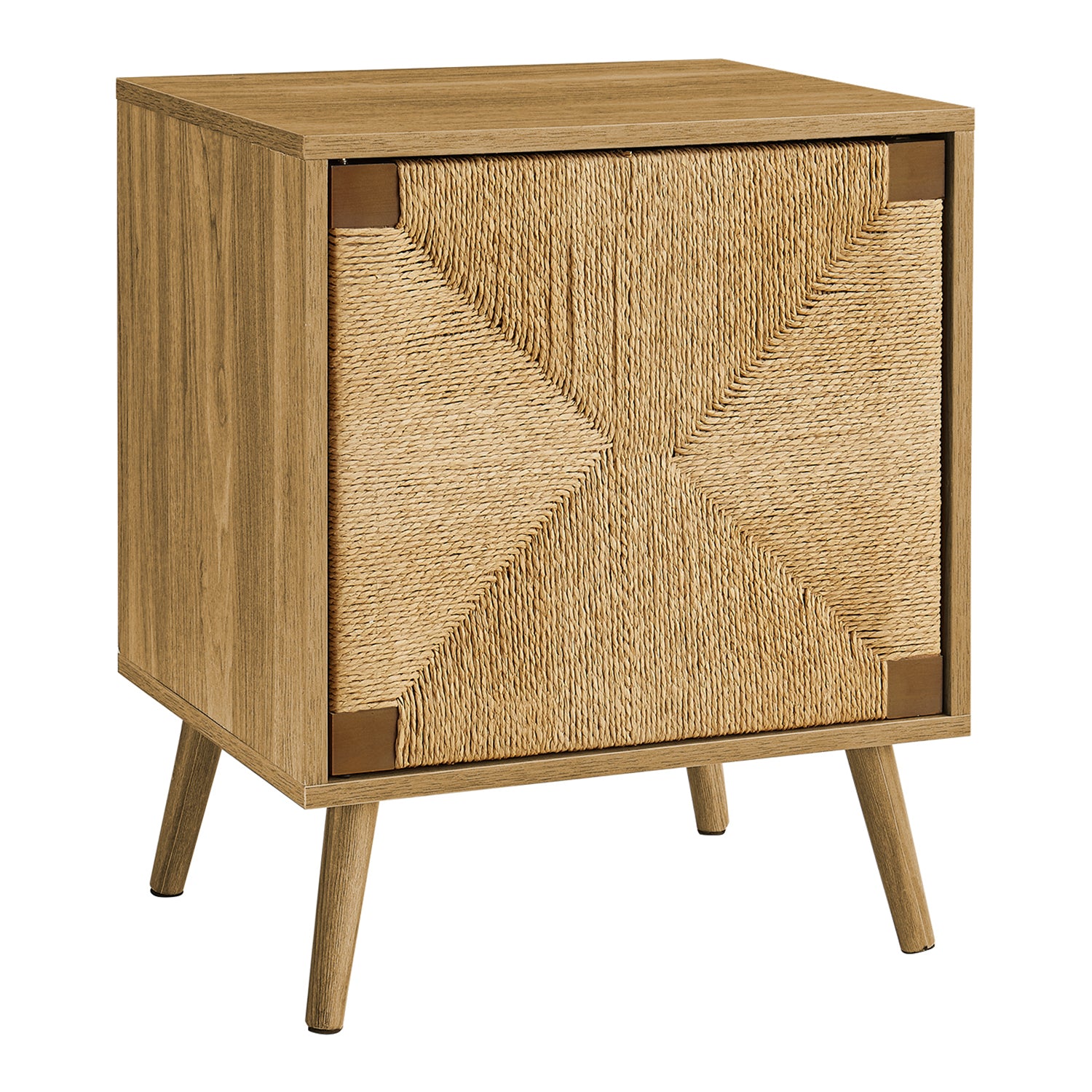 I 2794 - Table D'appoint, Bout, Rangement, Petit, Coté, Salon, Lampe, Placage De Noyer Clair, Herbiers Marins, Moderne - Simple Boutique