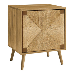 I 2794 - Table D'appoint, Bout, Rangement, Petit, Coté, Salon, Lampe, Placage De Noyer Clair, Herbiers Marins, Moderne - Simple Boutique