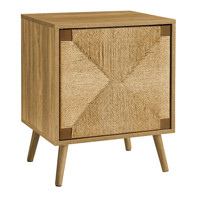 I 2794 - Table D'appoint, Bout, Rangement, Petit, Coté, Salon, Lampe, Placage De Noyer Clair, Herbiers Marins, Moderne - Simple Boutique