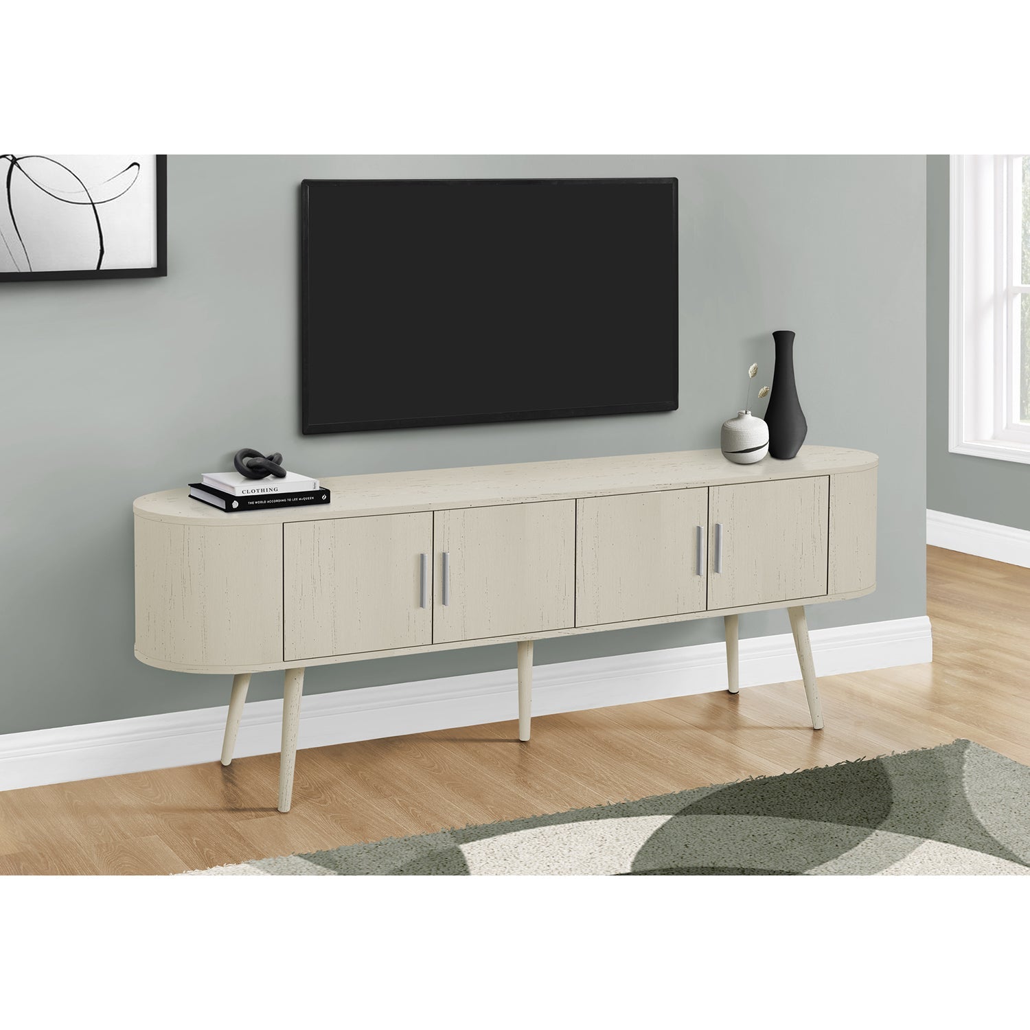 I 2799 - Meuble Tv, 72 Pouces, Console, Chambre À Coucher, Salon, Centre De Divertissement Média, Armoire De Rangement, Contemporain, Transitionnel - Simple Boutique