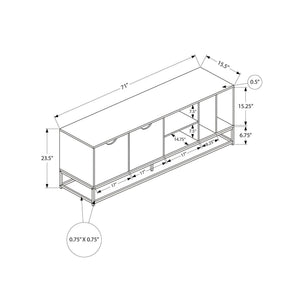 I 2825 - Meuble Tv, 72 Pouces, Console, Centre De Divertissement Média, Armoire De Rangement, Salon, Stratifié Noir, Métal Noir, Moderne, Contemporain - Simple Boutique