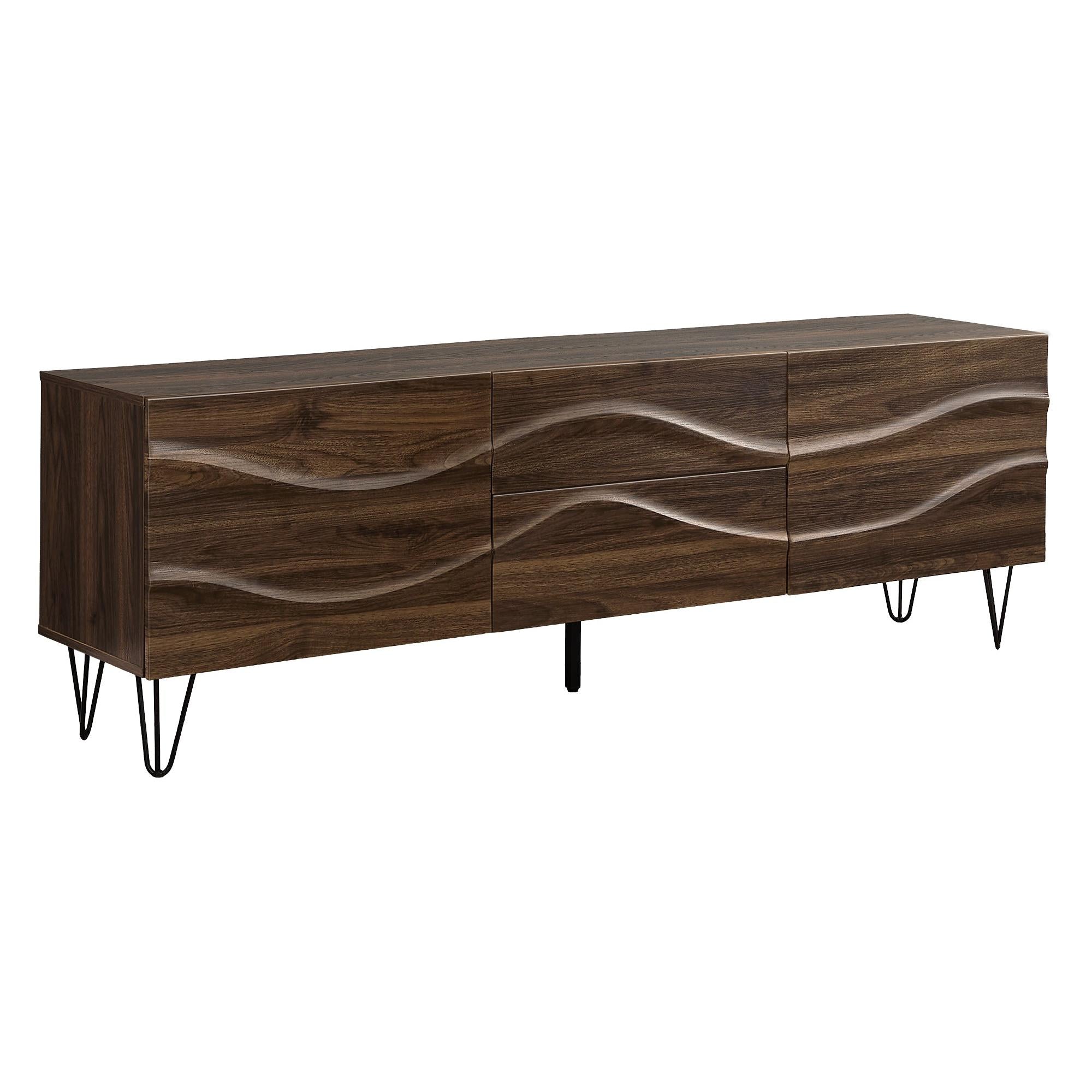 I 2828 - Meuble Tv, 72 Pouces, Console, Centre De Divertissement Média, Armoire De Rangement, Tiroirs De Rangement, Chambre À Coucher, Salon, Stratifié Brun, Mid Century, Moderne - Simple Boutique