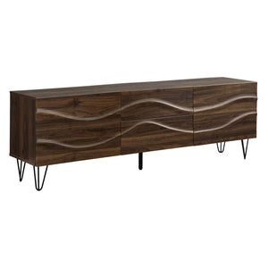 I 2828 - Meuble Tv, 72 Pouces, Console, Centre De Divertissement Média, Armoire De Rangement, Tiroirs De Rangement, Chambre À Coucher, Salon, Stratifié Brun, Mid Century, Moderne - Simple Boutique