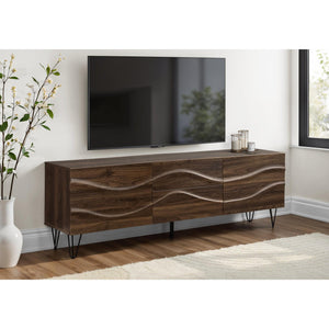 I 2828 - Meuble Tv, 72 Pouces, Console, Centre De Divertissement Média, Armoire De Rangement, Tiroirs De Rangement, Chambre À Coucher, Salon, Stratifié Brun, Mid Century, Moderne - Simple Boutique