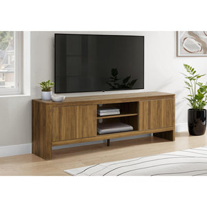 I 2833 - Meuble Tv, 72 Pouces, Console, Centre De Divertissement Média, Armoire De Rangement, Salon, Chambre À Coucher, Stratifié Noyer Foncé, Contemporain, Moderne - Simple Boutique