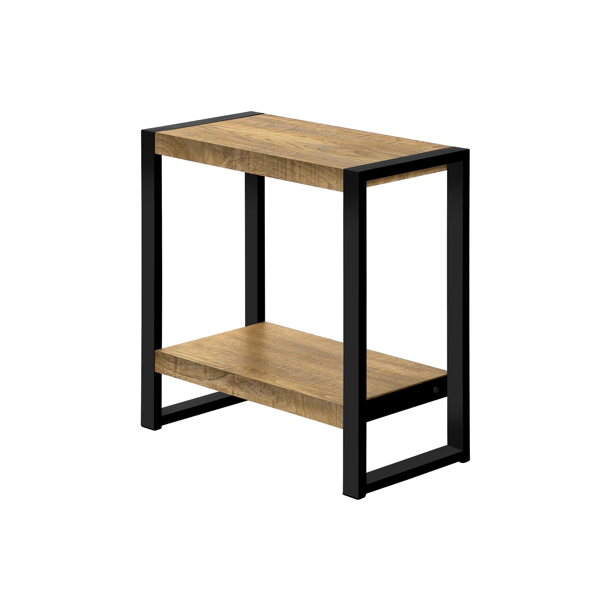 I 2882 - Table D'appoint, 24''H, Bout, Table D'appoint, Table De Nuit, Lampe, Salon, Chambre À Coucher, Stratifié Effet Bois De Manguier, Métal Noir, Contemporain, Moderne - Simple Boutique