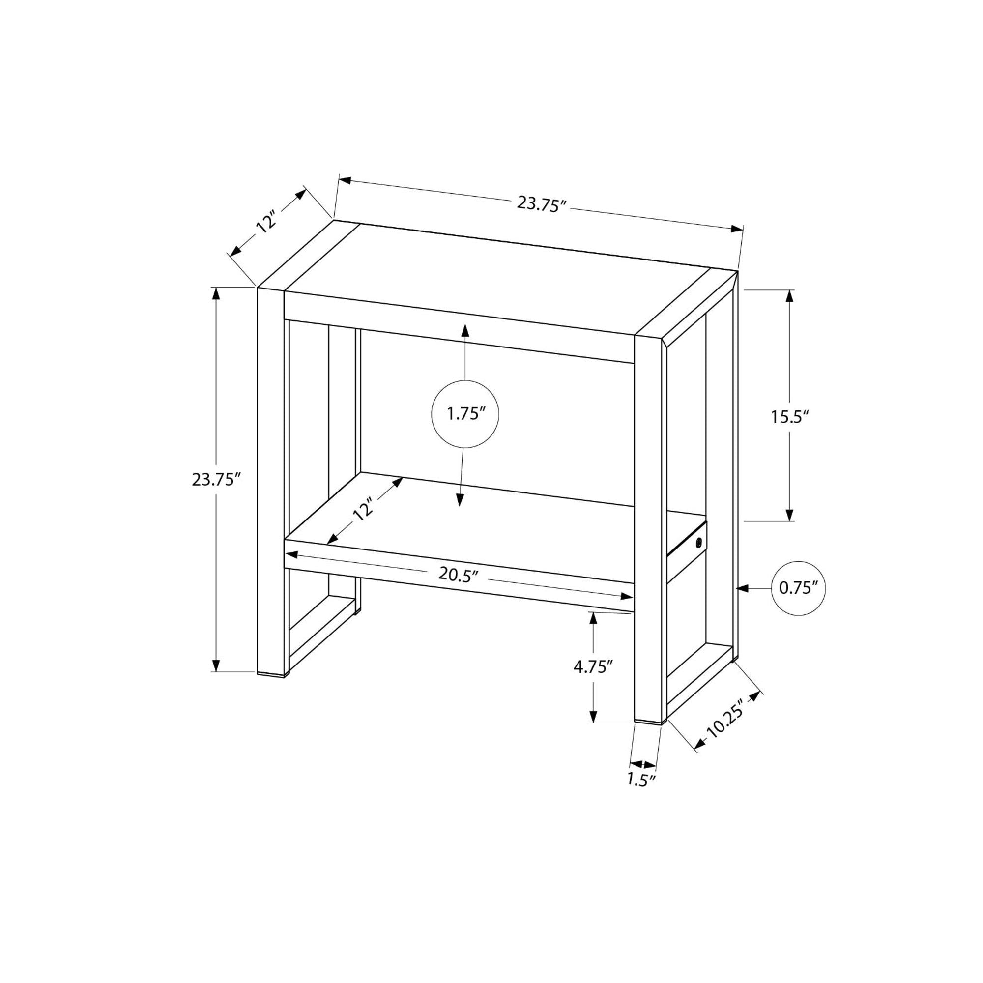 I 2882 - Table D'appoint, 24''H, Bout, Table D'appoint, Table De Nuit, Lampe, Salon, Chambre À Coucher, Stratifié Effet Bois De Manguier, Métal Noir, Contemporain, Moderne - Simple Boutique