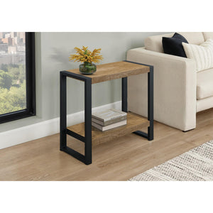 I 2882 - Table D'appoint, 24''H, Bout, Table D'appoint, Table De Nuit, Lampe, Salon, Chambre À Coucher, Stratifié Effet Bois De Manguier, Métal Noir, Contemporain, Moderne - Simple Boutique