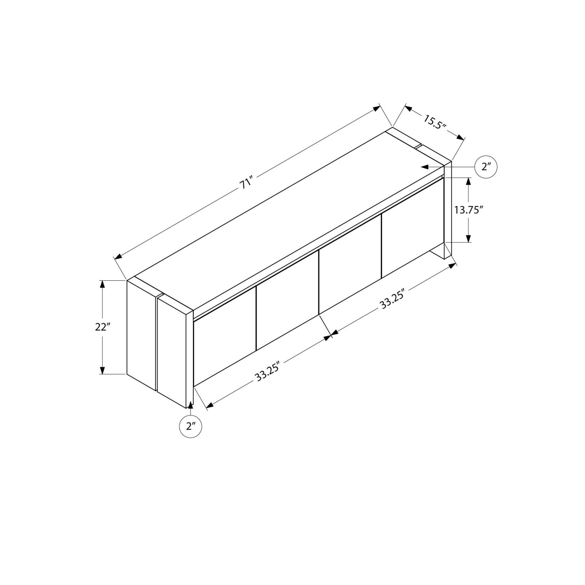 I 2885 - Meuble Tv, 72 Pouces, Console, Armoire De Rangement, Centre De Divertissement Média, Salon, Chambre À Coucher, Stratifié Naturel, Contemporain, Moderne - Simple Boutique