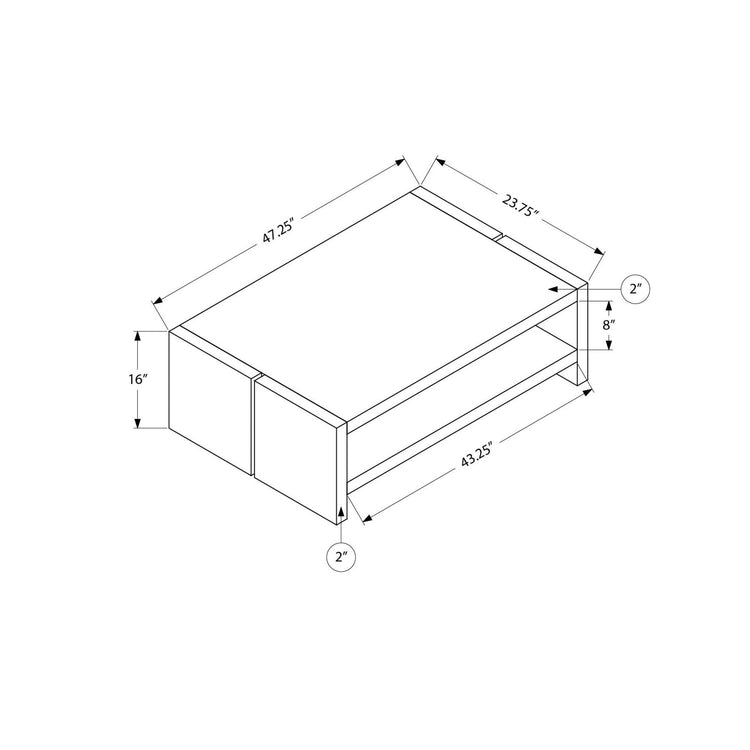 I 2886 - Table De Salon, 48''L, Cocktail, Rectangulaire, Salon, Stratifié Chêne Naturel, Contemporain, Moderne - Simple Boutique