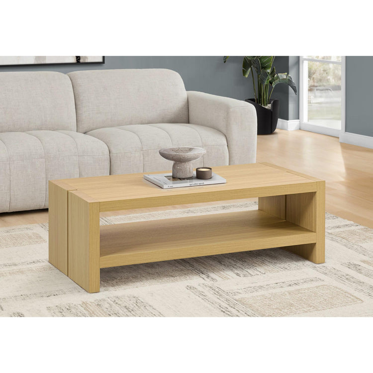 I 2886 - Table De Salon, 48''L, Cocktail, Rectangulaire, Salon, Stratifié Chêne Naturel, Contemporain, Moderne - Simple Boutique