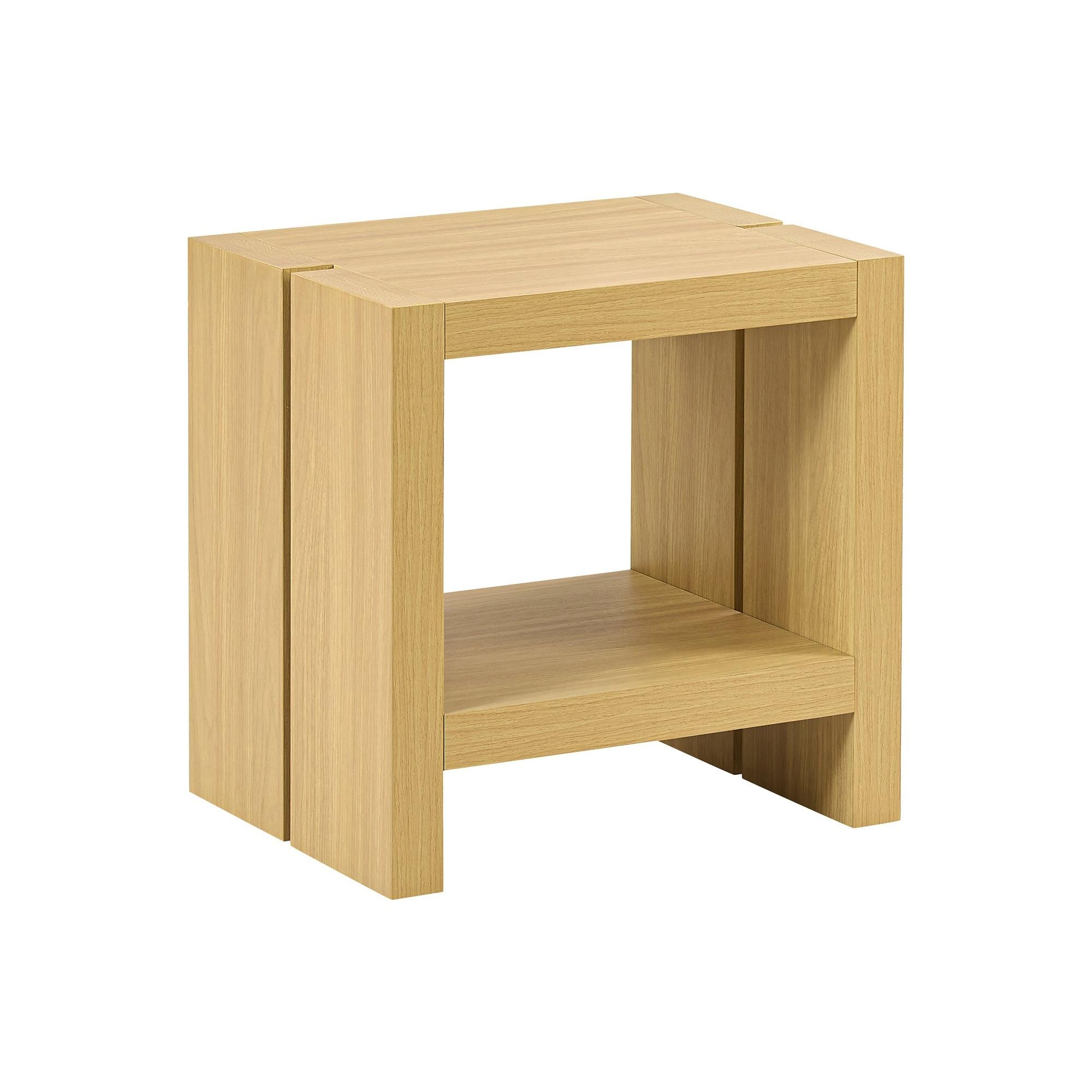I 2887 - Table D'appoint, 20''H, 2 Niveaux, Bout, Table D'appoint, Coté, Table De Nuit, Salon, Chambre À Coucher, Stratifié Chêne Naturel, Contemporain, Moderne - Simple Boutique