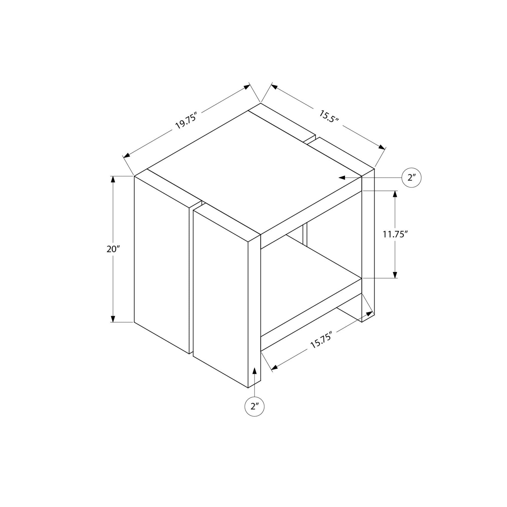 I 2887 - Table D'appoint, 20''H, 2 Niveaux, Bout, Table D'appoint, Coté, Table De Nuit, Salon, Chambre À Coucher, Stratifié Chêne Naturel, Contemporain, Moderne - Simple Boutique