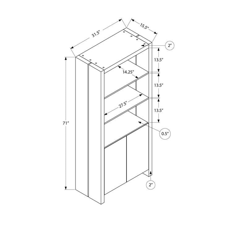 I 2888 - Etagere, 72''H, Armoire De Rangement, Étagère, Étagère À Livres, Chambre À Coucher, Salon, Bureau, Stratifié Chêne Naturel, Contemporain, Moderne - Simple Boutique