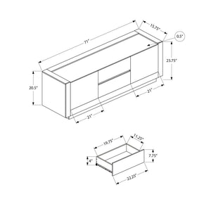 I 2890 - Meuble Tv, 72 Pouces, Console, Centre De Divertissement Média, Armoire De Rangement, Tiroirs, Salon, Chambre À Coucher, Contemporain, Moderne - Simple Boutique
