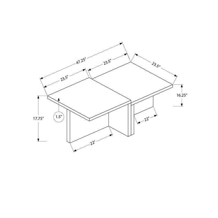 I 2891 - Table De Salon, 48''L, Cocktail, Rectangulaire, 2 Niveaux, Salon, Contemporain, Moderne - Simple Boutique