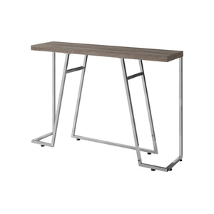 I 3169 - Table D'appoint, Console, Entrée, Étroit, Canapé, Salon, Chambre À Coucher, Stratifié Brun, Métal Chromé, Contemporain, Moderne - Simple Boutique