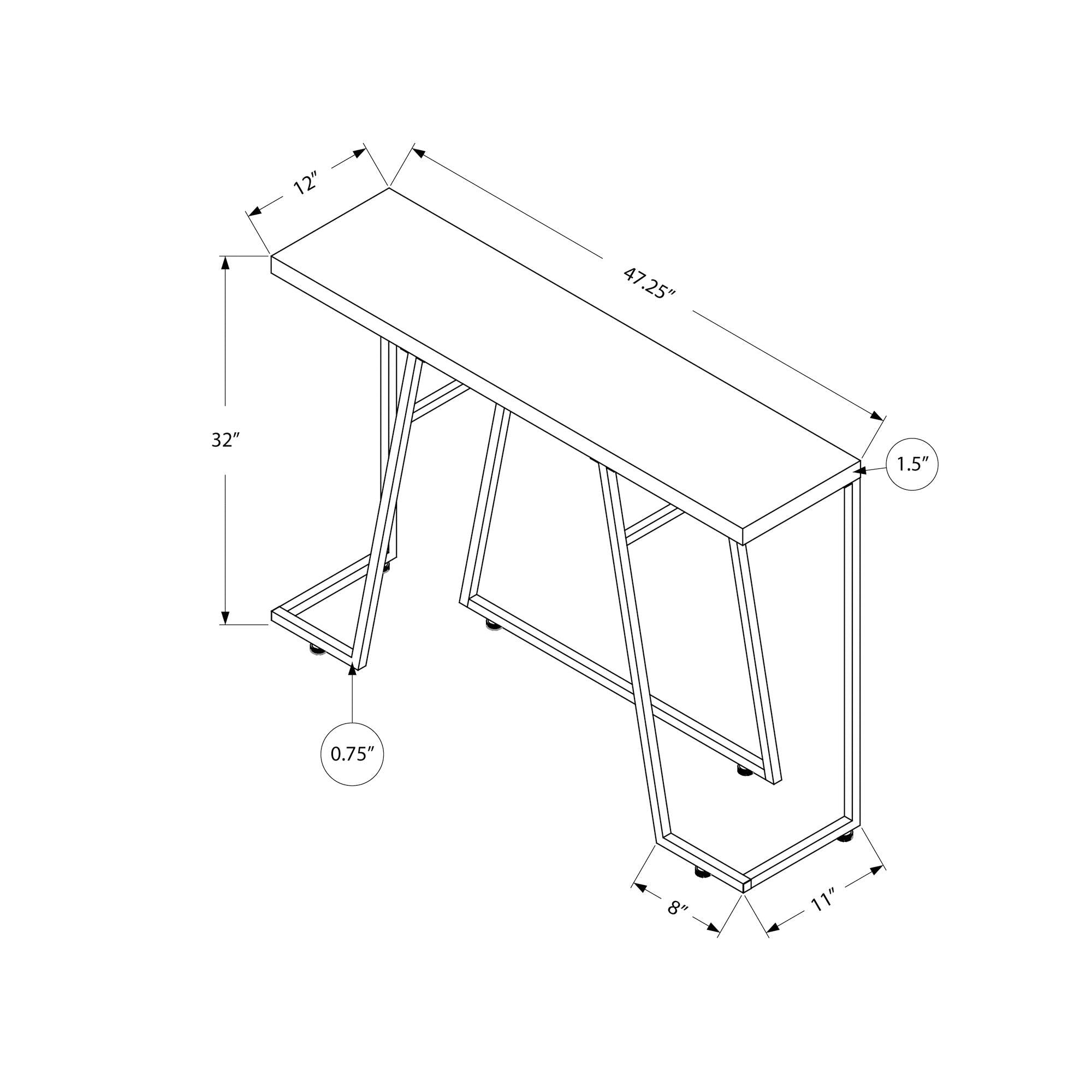 I 3169 - Table D'appoint, Console, Entrée, Étroit, Canapé, Salon, Chambre À Coucher, Stratifié Brun, Métal Chromé, Contemporain, Moderne - Simple Boutique